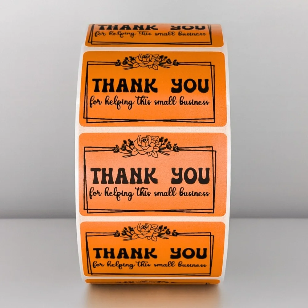Thank You Small Business Stickers | Mint Green Floral Packaging Labels
